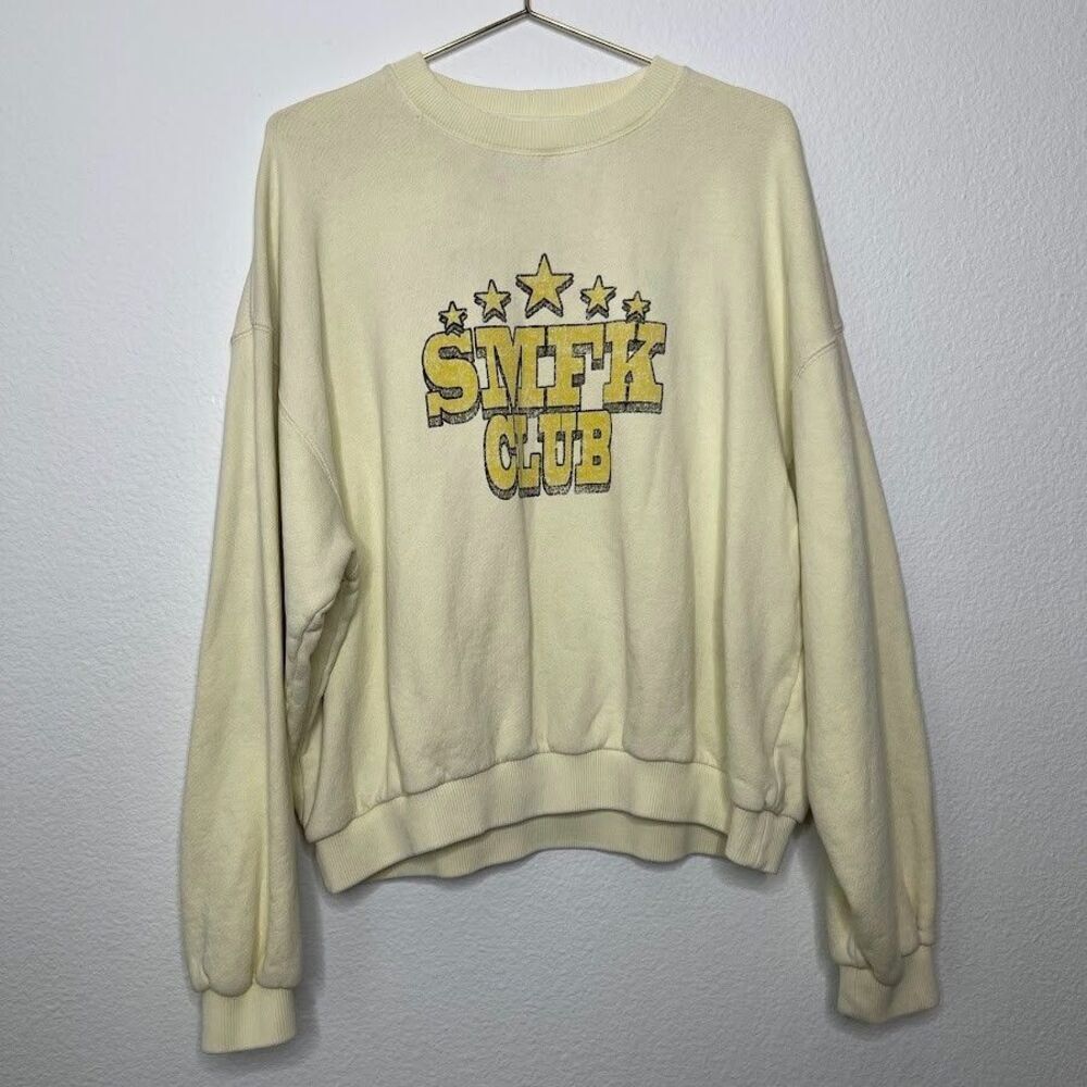 SMFK Sweatshirt Medium Pullover Yellow Compass College Oversize Campus Logo